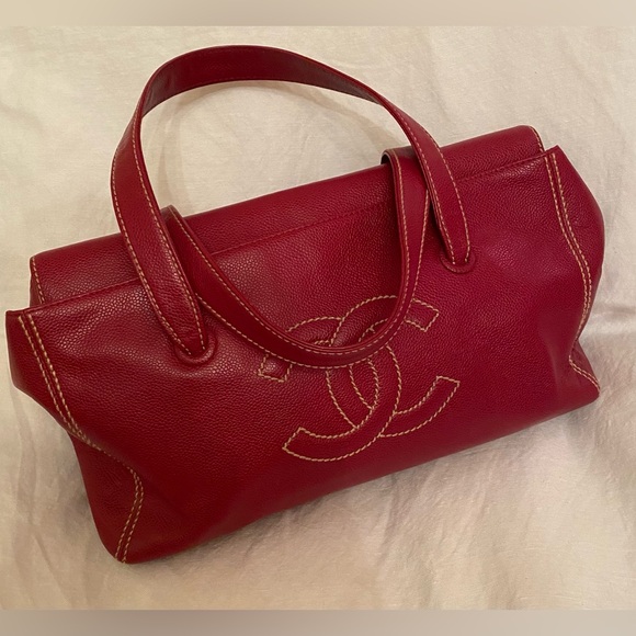 Chanel Tote Leather CC Logo on front AUTHENTIC VGUC - Picture 2 of 16